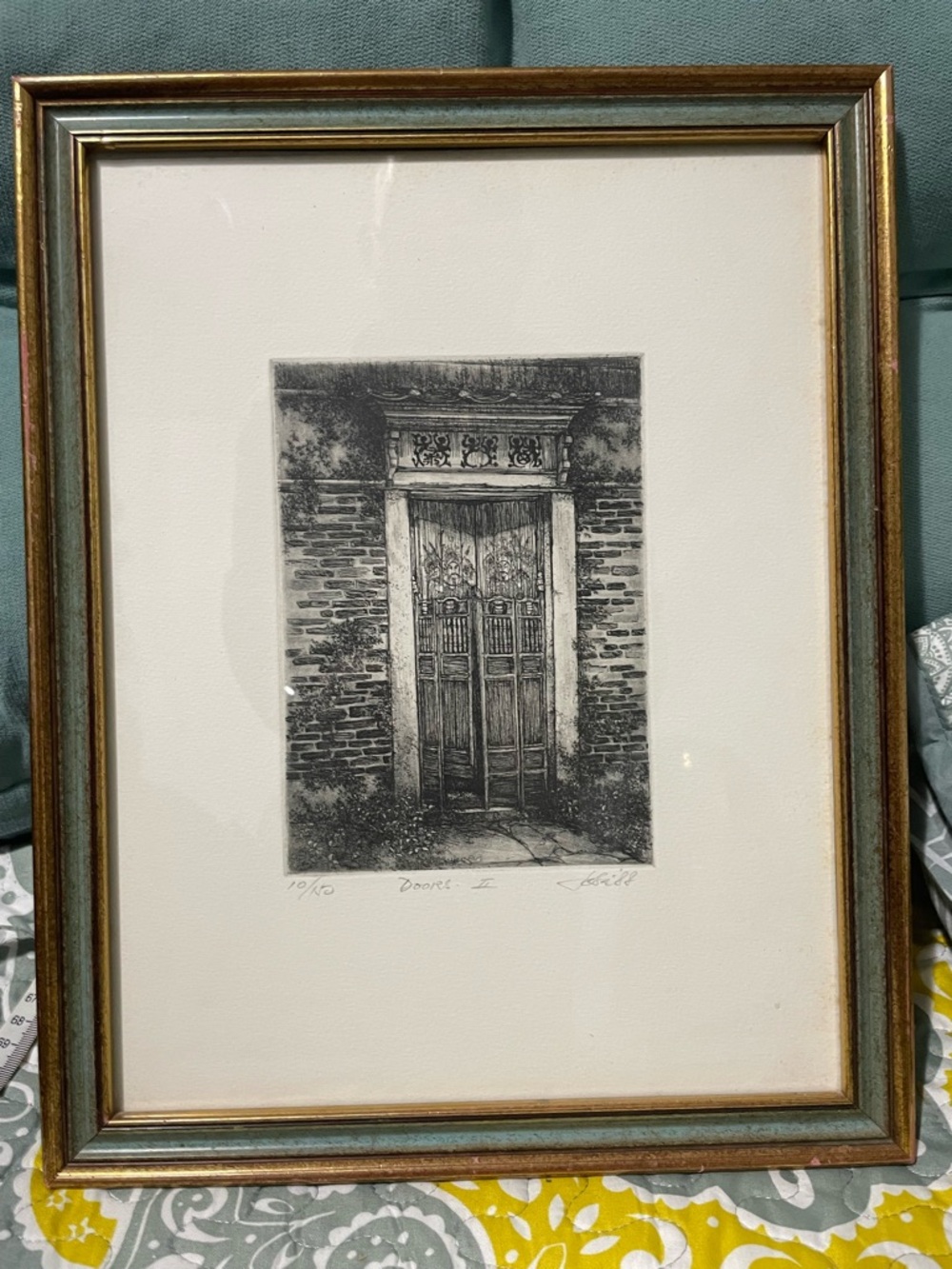 Rare Vintage Joseph Wong “Doors II”Etching Print Signed 1/150